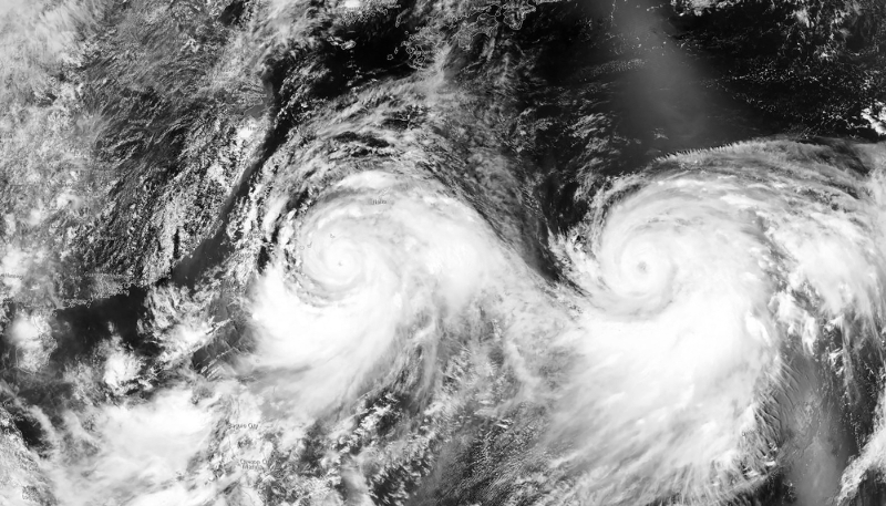 Satellite image of Typhoon Lekima approaching southeast China on 10 August, 2019, captured with the permission of the National Oceanic and Atmospheric Administration (NOAA).