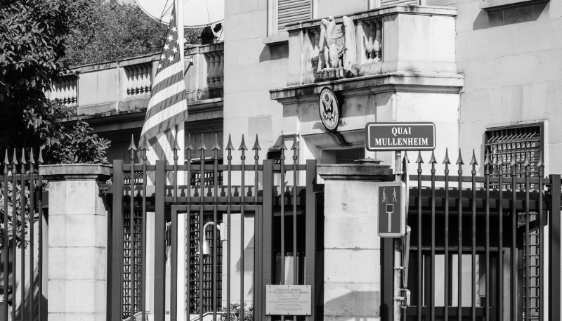 The US embassy in Paris, France.