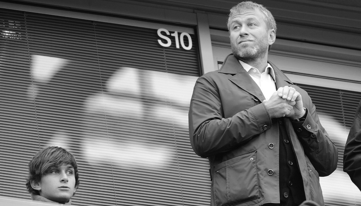 Roman Abramovich and his son Arkady attend a football match in London on 13 February 2010.