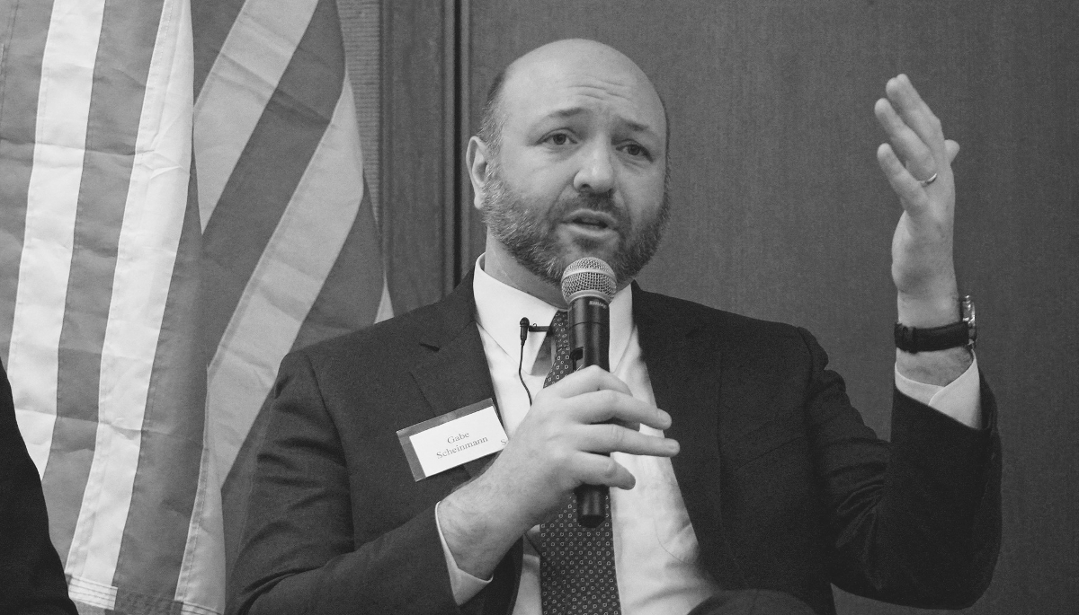 Gabriel Scheinmann speaking at a conference at The Charles Hotel in Cambridge, Massachusetts, US, on 8 February 2025. 
