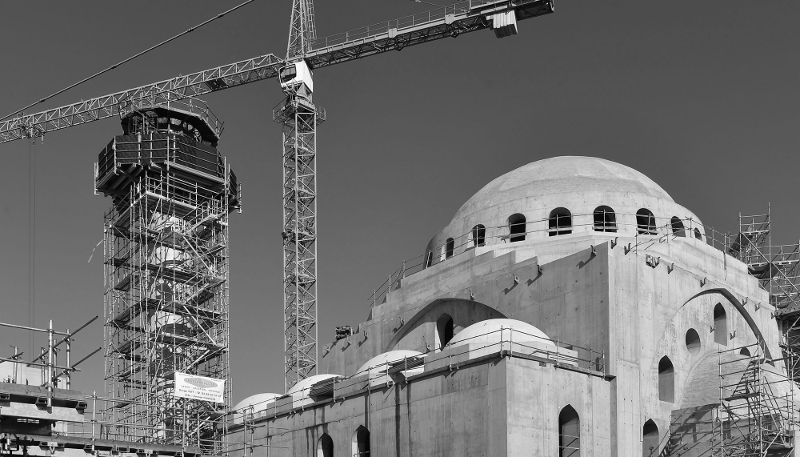 Construction of the Eyyub Sultan Mosque in Strasbourg, France, on 10 October 2021.