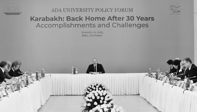 Azerbaijani President Ilham Aliyev took part in the forum entitled 'Karabakh: Back Home After 30 Years, Accomplishments and Challenges' organised by ADA University on 6 December.
