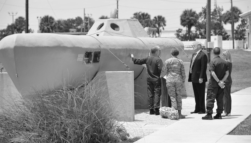 US President Donald Trump at the Joint Interagency Task Force South, at the Naval Air Station Key West in Florida on 19 April 2018.