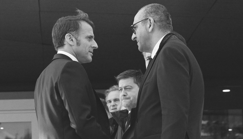 French President Emmanuel Macron and French Interior Minister Laurent Nuñez in Marseille, on 16 December 2025.