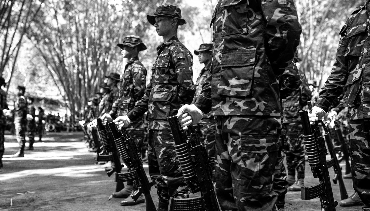 KNDF soldiers in Karenni (or Kayah) State, Myanmar, on 7 February 2024.
