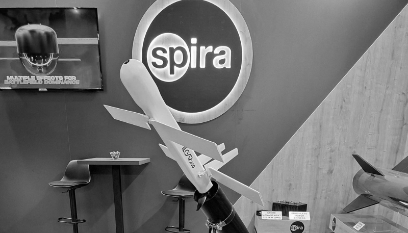The stand of the Turkish company Spira at the IDEF defence exhibition on 22-27 July in Istanbul, Turkey.