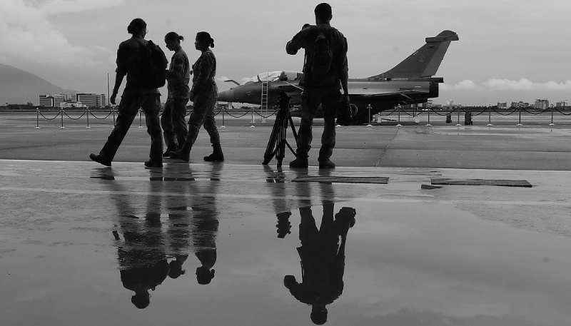 A Rafale fighter jet at Clark air base, north of Manila, 28 July 2024.