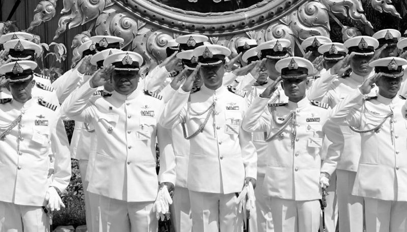 Royal Thai Navy officers at the Sattahi naval base.