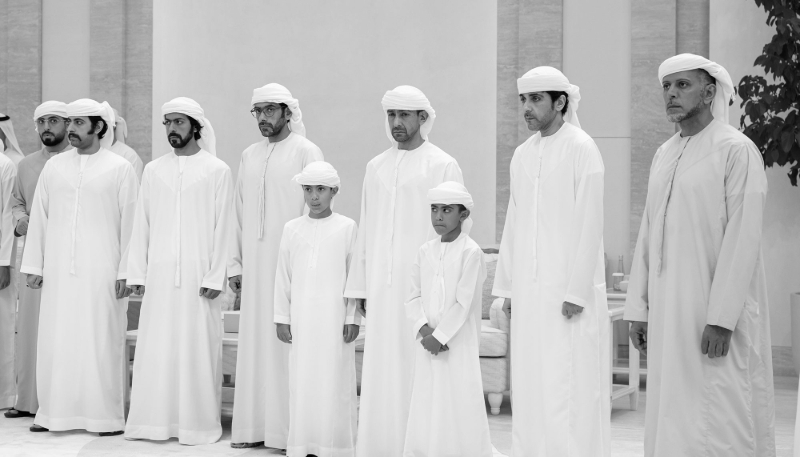 From left to right: Zayed bin Tahnoon al-Nahyan, Khalifa bin Tahnoon bin Mohammed al-Nahyan, Theyab bin Tahnoon al-Nahyan, Mohammed bin Tahnoon bin Mohammed al-Nahyan, Hazza bin Tahnoon al-Nahyan and Mansour bin Tahnoon bin Mohammed al-Nahyan.