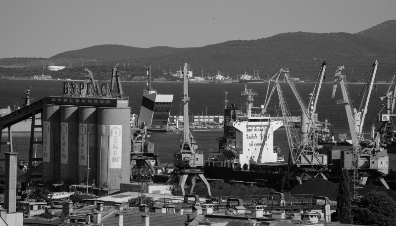 Aerial view of the Bulgarian port of Burgas. The part of the port known as Europe serves as a hub for Russian fuel, according to documents sent to the FBI.