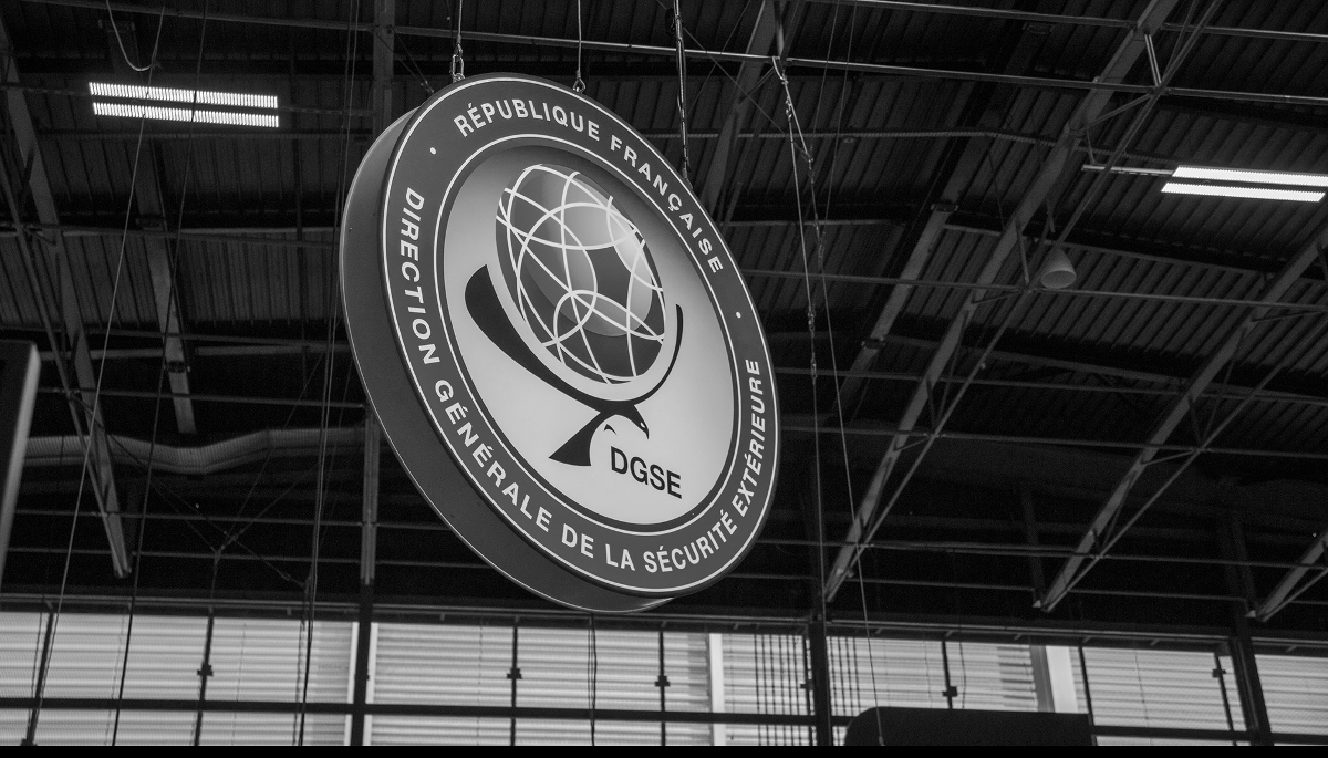 The logo of France's DGSE foreign intelligence service displayed at the Vivatechnology trade fair in Paris, on 11 June 2025.