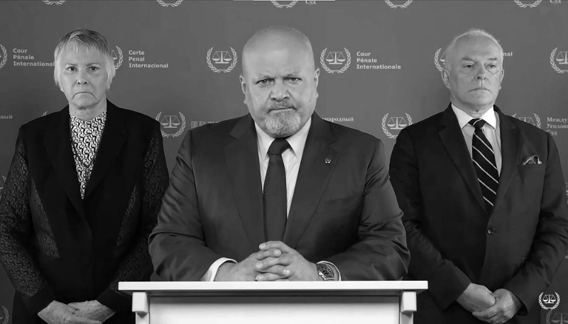 ICC chief prosecutor Karim Khan (centre) requested arrest warrants for Israel's Benjamin Netanyahu and Yoav Gallant on 20 May 2024.