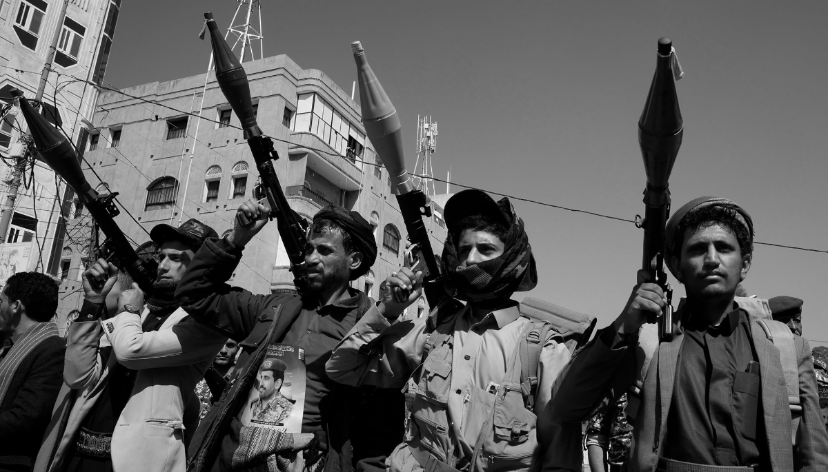 Members of the Houthi militia at a rally in Sanaa, Yemen, on 5 November 2025.