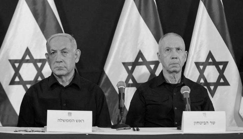 Israeli Prime Minister Benjamin Netanyahu and Defence Minister Yoav Gallant on 28 October 2023.