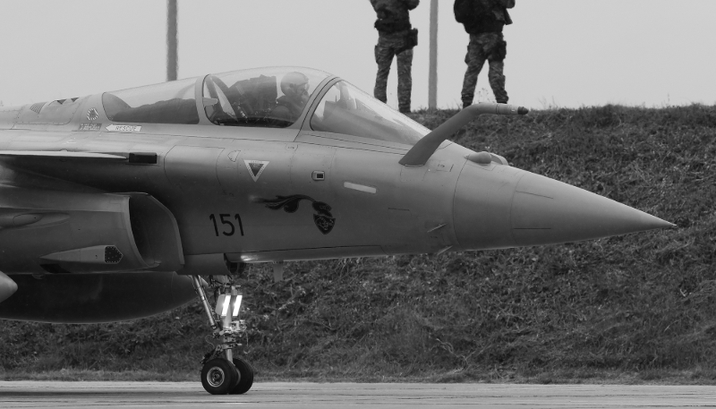 A Rafale fighter at the ceremony to welcome the first six of twelve Rafale aircraft to Velika Gorica, Croatia, on 25 April 2024.