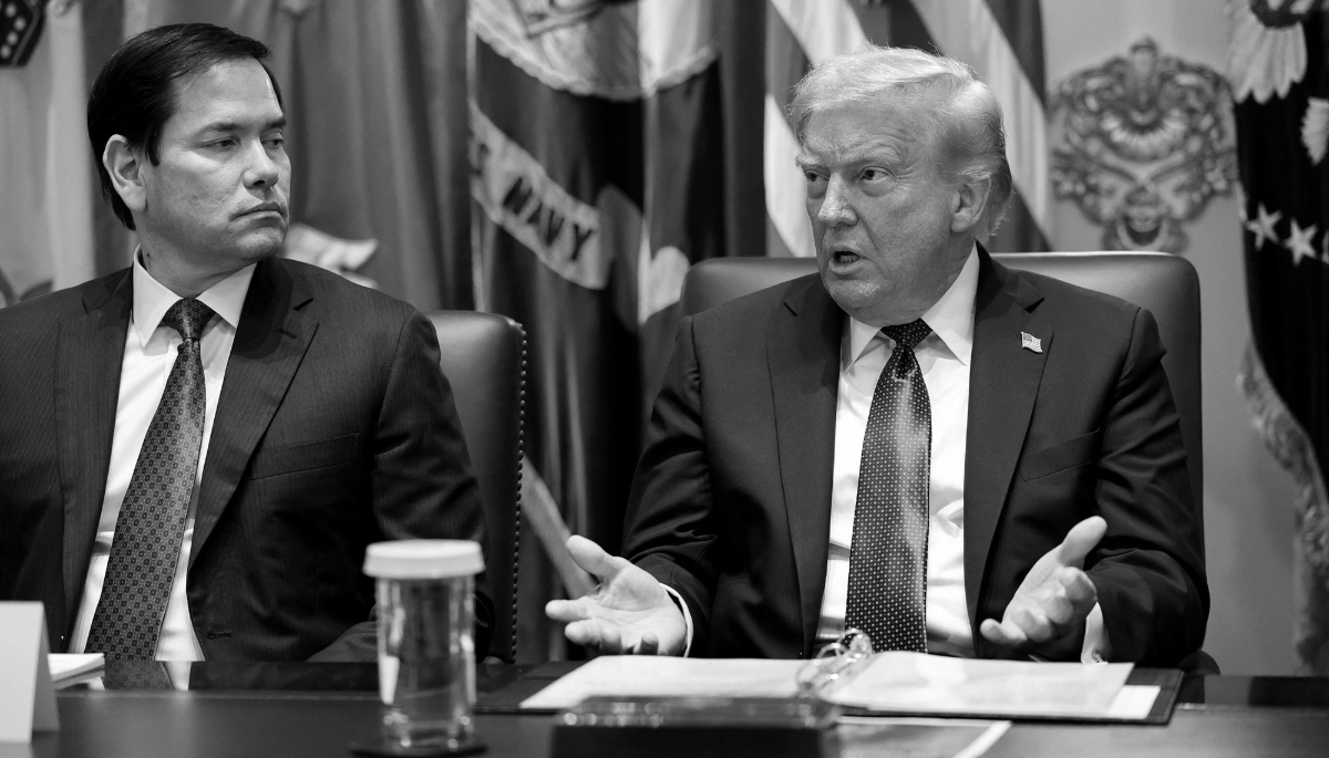 US Secretary of State Marco Rubio and President Donald Trump at the White House on 26 August 2025. 