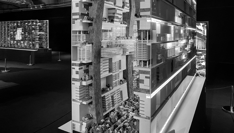 A model of The Line project presented as part of an exhibition in Riyadh on 12 November 2022. 