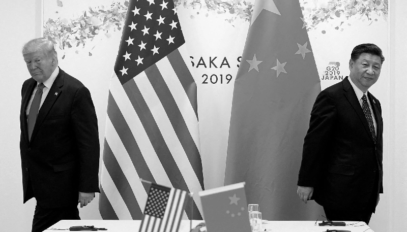 President Donald Trump attends a bilateral meeting with his Chinese counterpart Xi Jinping during the G20 leaders' summit in Osaka, Japan, on 29 June 2019.