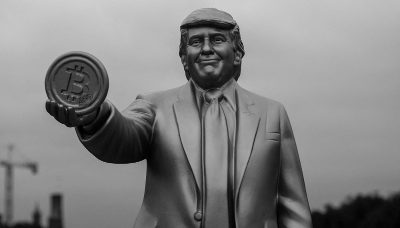 A temporarily installed statue designed to draw attention to President Trump's cryptocurrency policy, in Washington, on 17 September 2025.