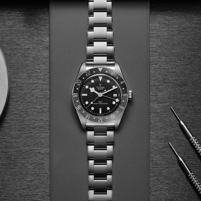The Tudor Black Bay 58 GMT watch.