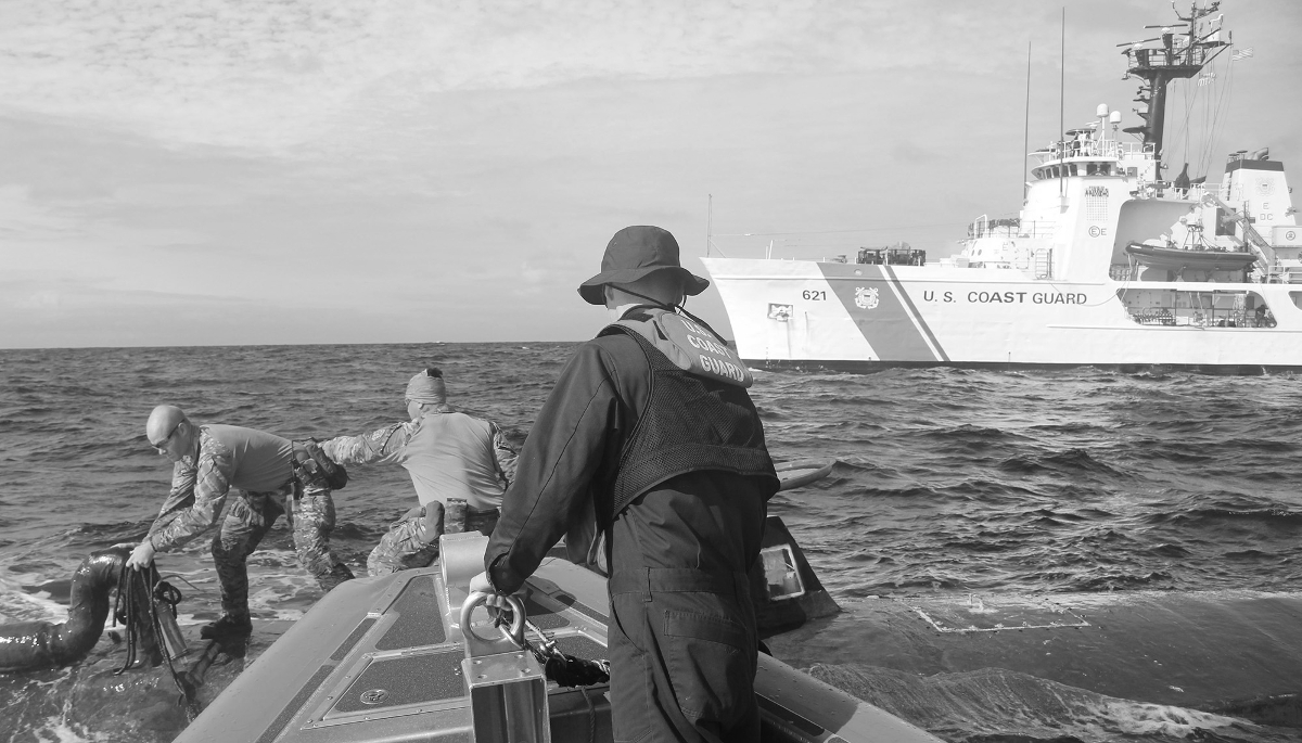 The US Coast Guard intercepting cocaine smuggling on submarines in the eastern Pacific Ocean, 1 September 2019.
