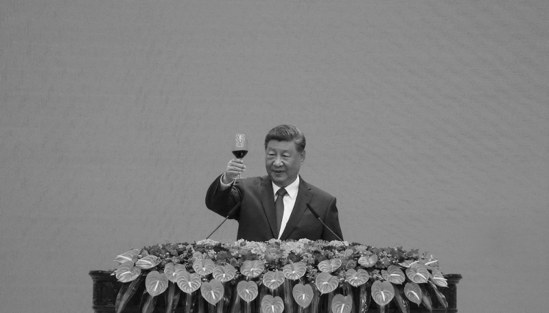 Chinese President Xi Jinping attends a reception at the Great Hall of the People in Beijing, 3 September 2025.