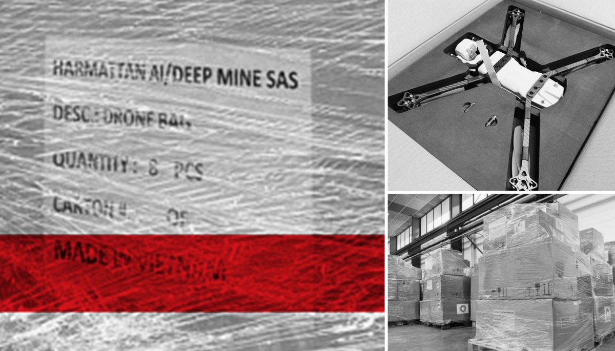 A shipment of Sonora drones from Harmattan AI bearing the words ‘Made in Vietnam’.
