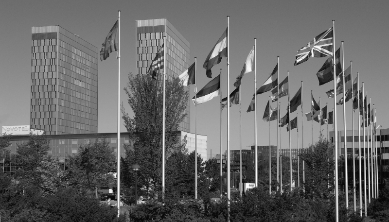 The towers of the Court of Justice of the European Union, Luxembourg.